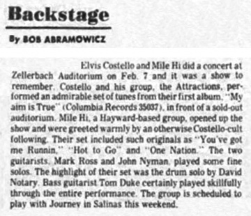 Fremont Argus, February 17, 1978 - The Elvis Costello Wiki